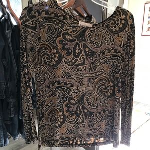 Paisley multi-colored 3/4 length sleeves stretch